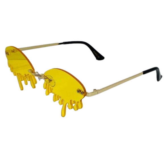 6071 | Yellow Rimless Drip Novelty Sunglasses - Picture 3 of 5